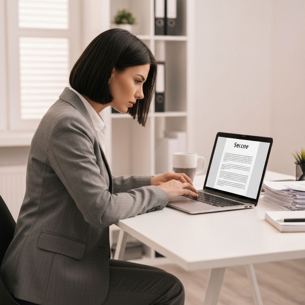 Accountant working with secure documents