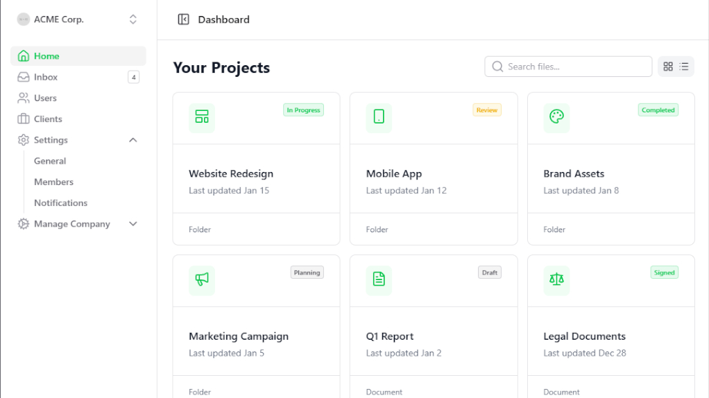 TeuPortal client dashboard preview